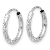 14k White Gold Polished and Satin D/C 2.00mm Endless Hoop Earrings-TF2186W