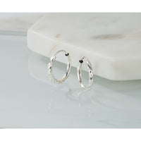 14k White Gold Polished and Satin D/C 2.00mm Endless Hoop Earrings-TF2186W