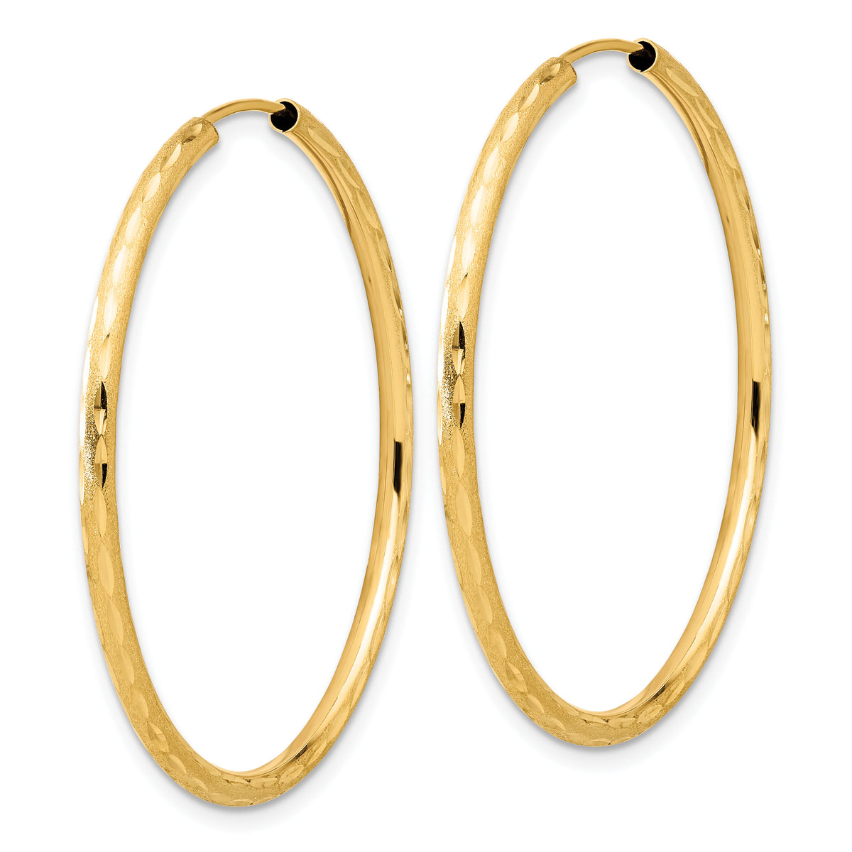 14k Polished and Satin D/C 2.00mm Endless Hoop Earrings-TF2187