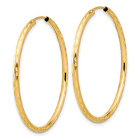 14k Polished and Satin D/C 2.00mm Endless Hoop Earrings-TF2187