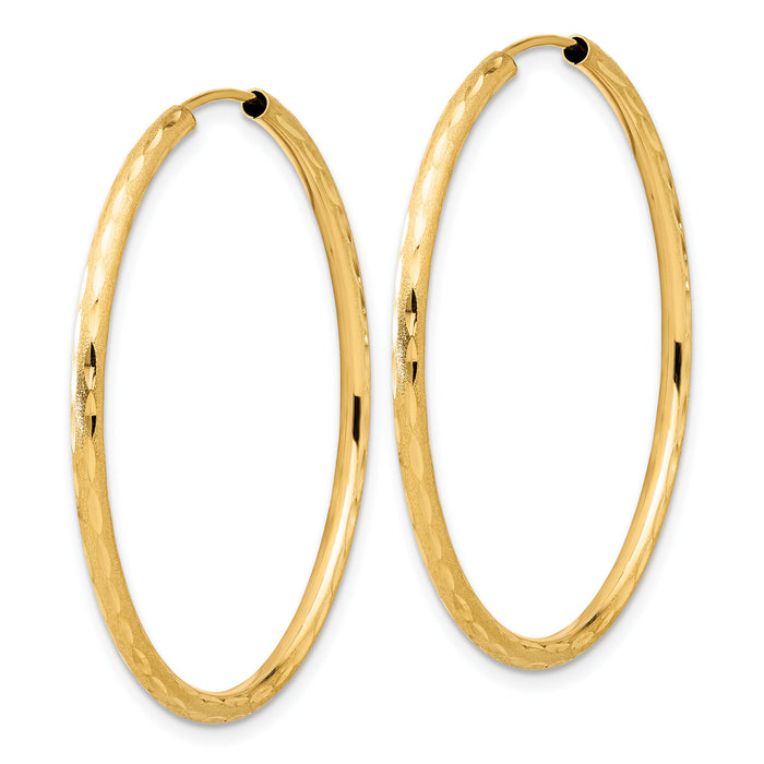 14k Polished and Satin D/C 2.00mm Endless Hoop Earrings-TF2187