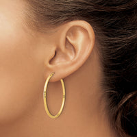 14k Polished and Satin D/C 2.00mm Endless Hoop Earrings-TF2187