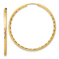 14k Polished and Satin D/C 2.00mm Endless Hoop Earrings-TF2187