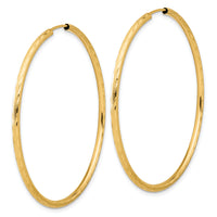 14k Polished and Satin D/C 2.00mm Endless Hoop Earrings-TF2188