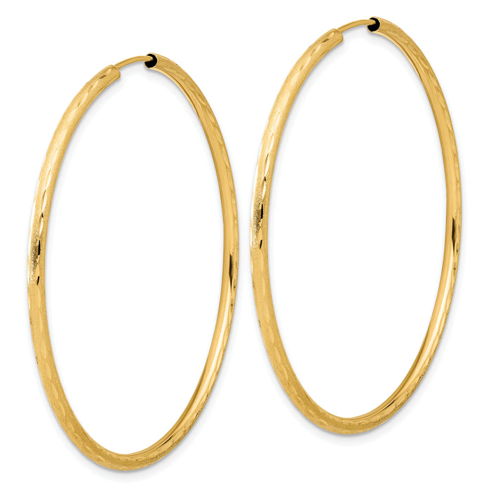 14k Polished and Satin D/C 2.00mm Endless Hoop Earrings-TF2188
