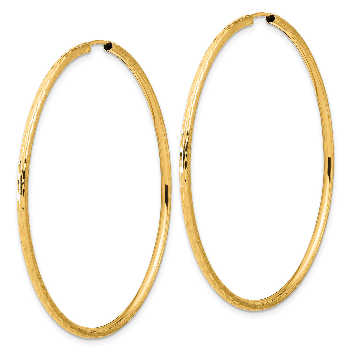 14k Polished and Satin D/C 2.00mm Endless Hoop Earrings-TF2189