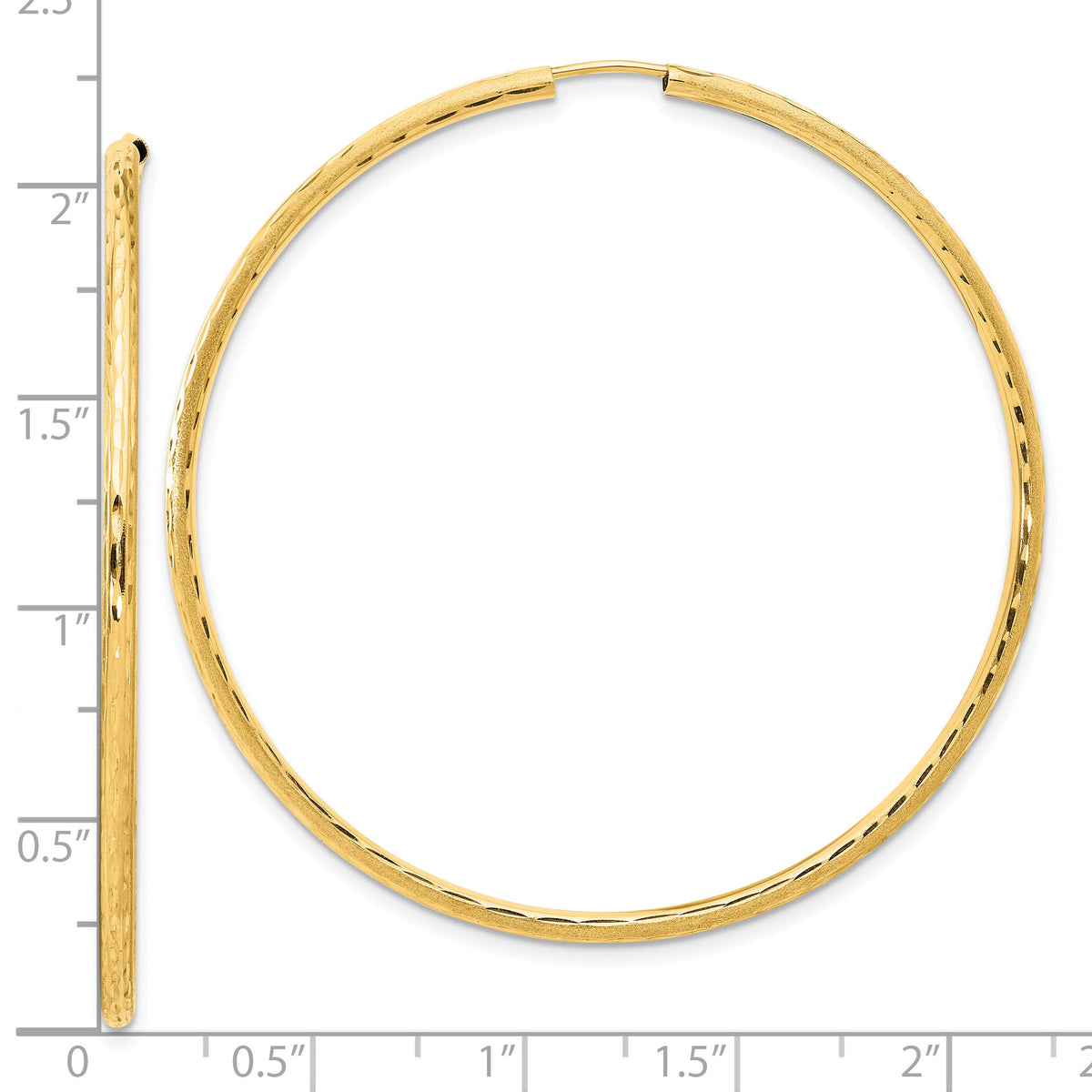 14k Polished and Satin D/C 2.00mm Endless Hoop Earrings-TF2189