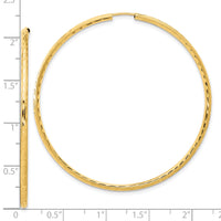 14k Polished and Satin D/C 2.00mm Endless Hoop Earrings-TF2189