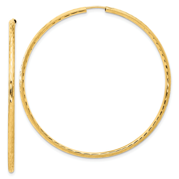 14k Polished and Satin D/C 2.00mm Endless Hoop Earrings-TF2189