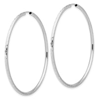 14k White Gold Polished and Satin D/C 2.00mm Endless Hoop Earrings-TF2189W