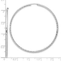 14k White Gold Polished and Satin D/C 2.00mm Endless Hoop Earrings-TF2189W