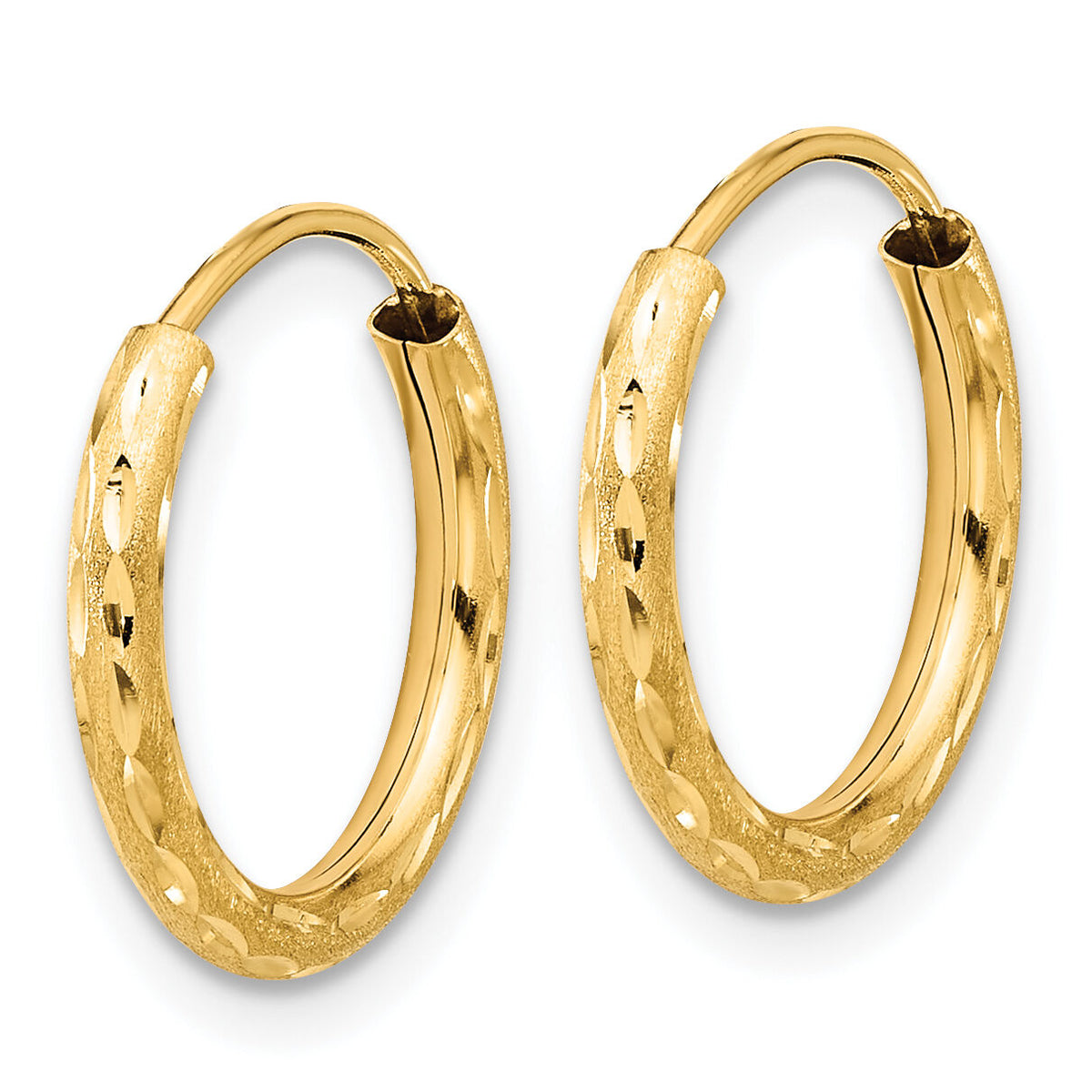 14k Polished and Satin D/C 2.00mm Endless Hoop Earrings-TF2192