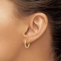 14k Polished and Satin D/C 2.00mm Endless Hoop Earrings-TF2192