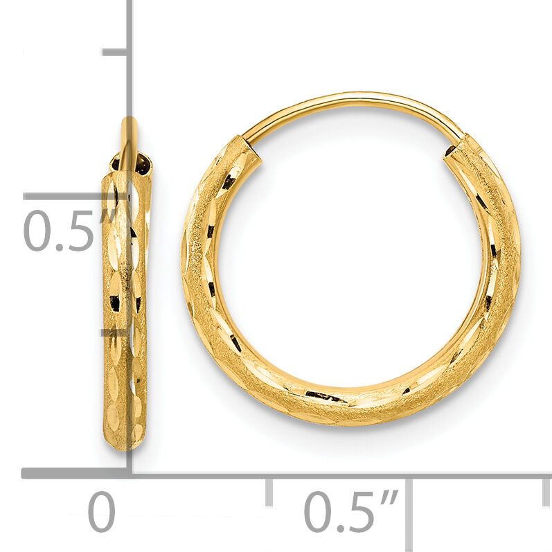 14k Polished and Satin D/C 2.00mm Endless Hoop Earrings-TF2192