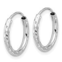 14k White Gold Polished and Satin D/C 2.00mm Endless Hoop Earrings-TF2192W