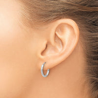 14k White Gold Polished and Satin D/C 2.00mm Endless Hoop Earrings-TF2192W