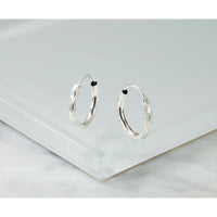14k White Gold Polished and Satin D/C 2.00mm Endless Hoop Earrings-TF2192W
