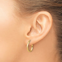 14K Polished and Diamond-cut Knife Edge Hoop Earrings-TF2197