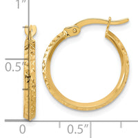 14K Polished and Diamond-cut Knife Edge Hoop Earrings-TF2197