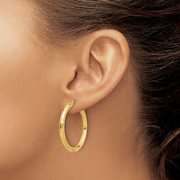 14K Polished and Diamond-cut Hoop Earrings-TF2211