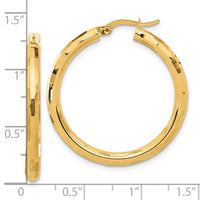 14K Polished and Diamond-cut Hoop Earrings-TF2211