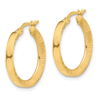14K Polished and Diamond-cut Hoop Earrings-TF2213