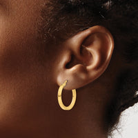 14K Polished and Diamond-cut Hoop Earrings-TF2213