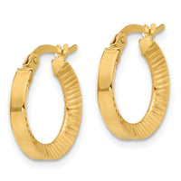 14K Polished and Diamond-cut Hoop Earrings-TF2214
