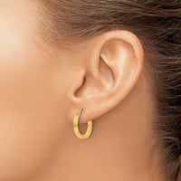 14K Polished and Diamond-cut Hoop Earrings-TF2214