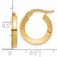 14K Polished and Diamond-cut Hoop Earrings-TF2214