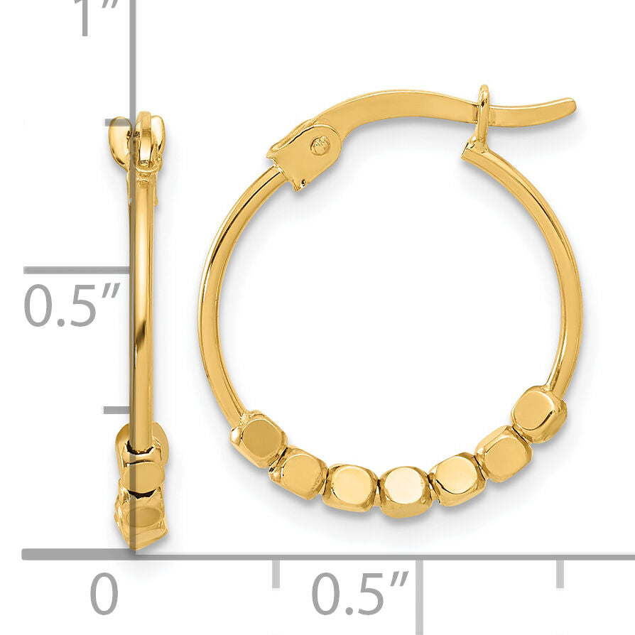 14K Polished Beads Hoop Earrings-TF2231