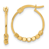14K Polished Beads Hoop Earrings-TF2231