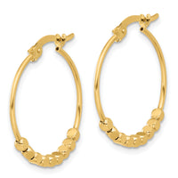 14K Polished Beads Hoop Earrings-TF2232