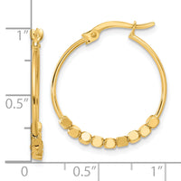 14K Polished Beads Hoop Earrings-TF2232