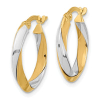 14K Two-tone Polished Twist Hoop Earrings-TF2239