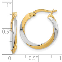 14K Two-tone Polished Twist Hoop Earrings-TF2239