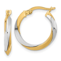 14K Two-tone Polished Twist Hoop Earrings-TF2239