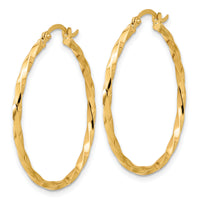 14K Polished and Twisted 1.8mm Hoop Earrings-TF2247