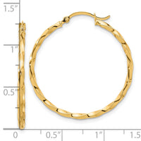 14K Polished and Twisted 1.8mm Hoop Earrings-TF2247