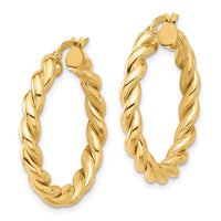 14k Polished Twisted Hoop Earrings-TF2255