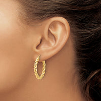 14k Polished Twisted Hoop Earrings-TF2255