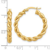 14k Polished Twisted Hoop Earrings-TF2255