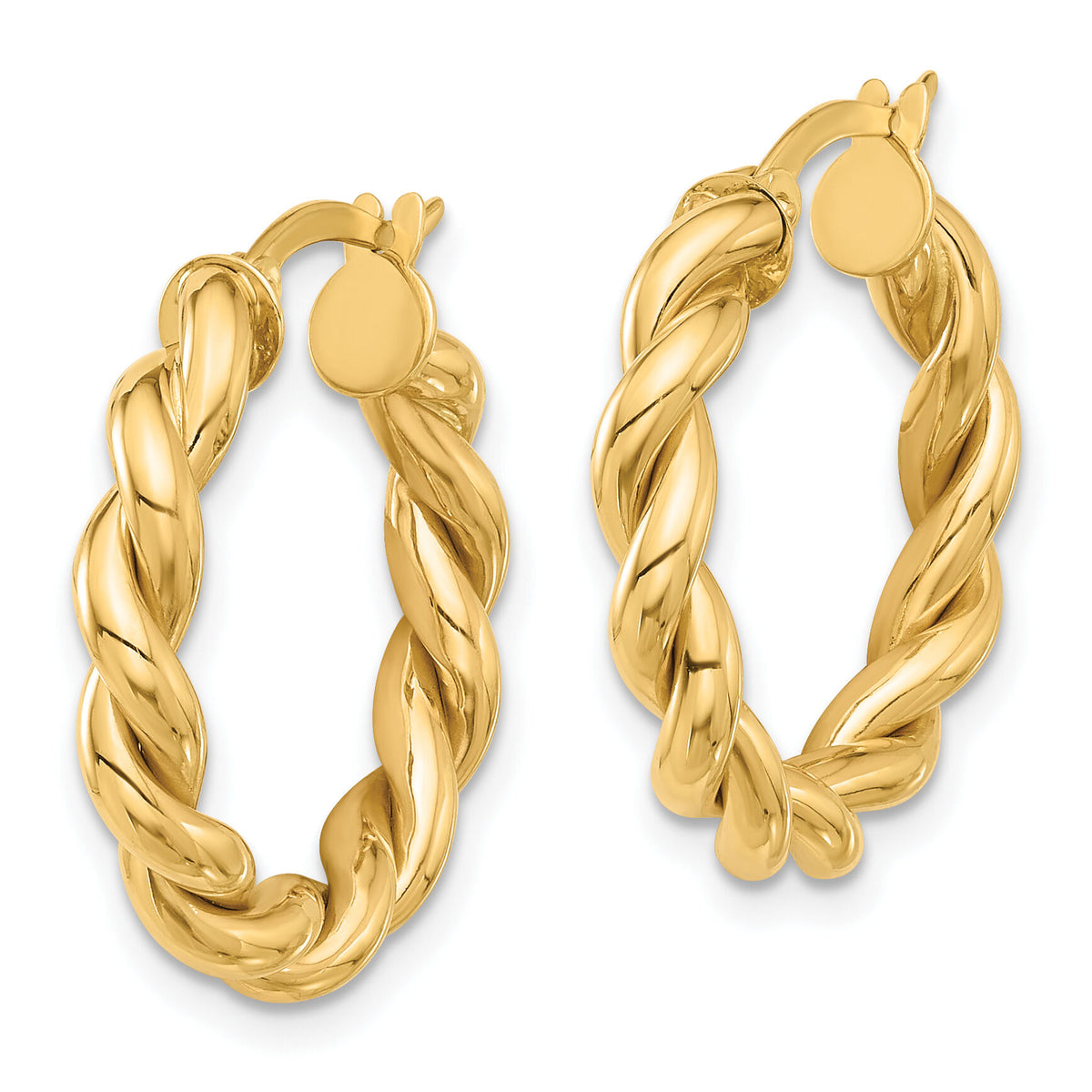 14k Polished Twisted Hoop Earrings-TF2256