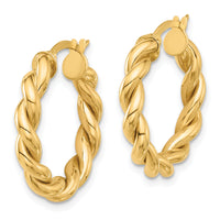 14k Polished Twisted Hoop Earrings-TF2256