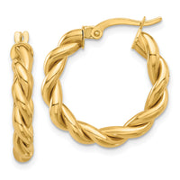 14k Polished Twisted Hoop Earrings-TF2256