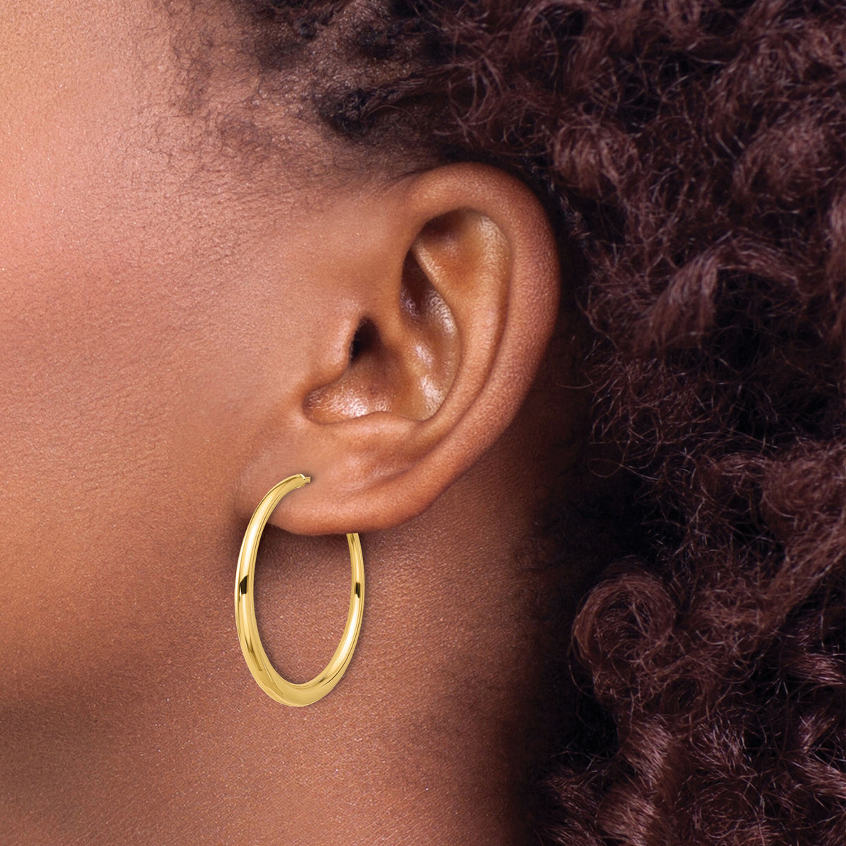 14K Polished Hoop Post Earrings-TF2278