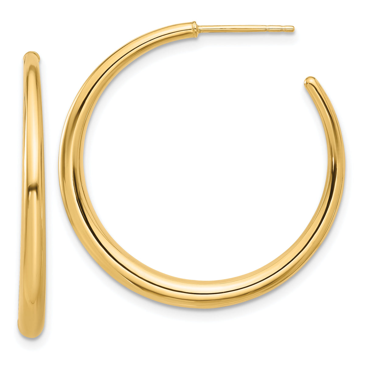 14K Polished Hoop Post Earrings-TF2278