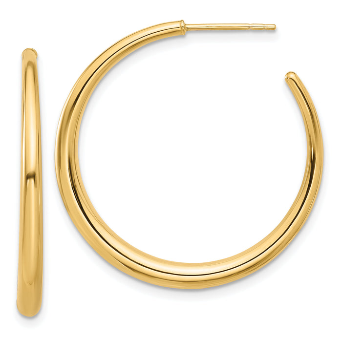 14K Polished Hoop Post Earrings-TF2278