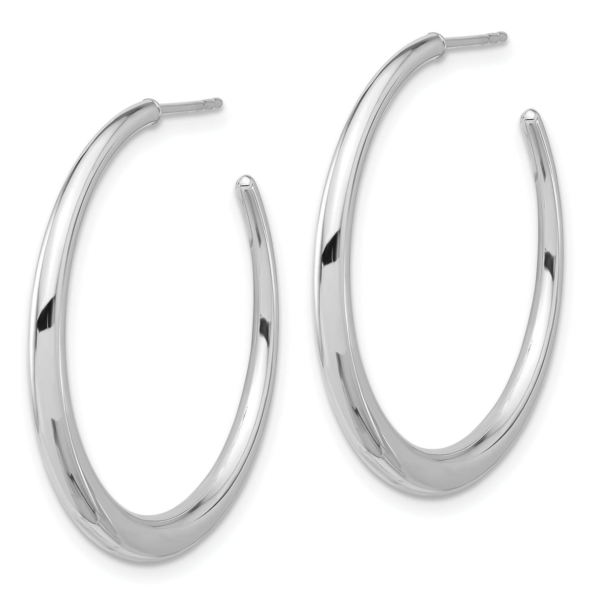 14K White Gold Polished Hoop Post Earrings-TF2278W