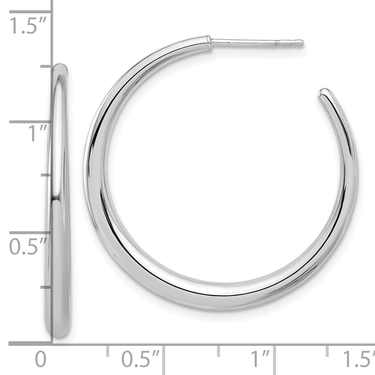 14K White Gold Polished Hoop Post Earrings-TF2278W